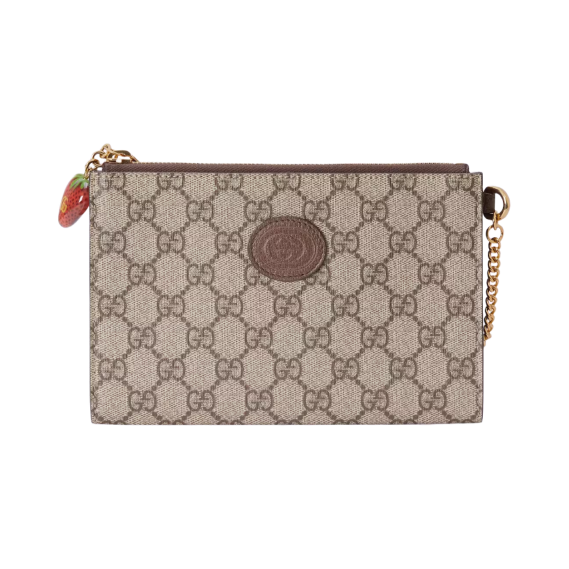 726250-UIQAG-9870 Gucci Wrist Wallet with Double G Strawberry Beige Ebony Supreme
