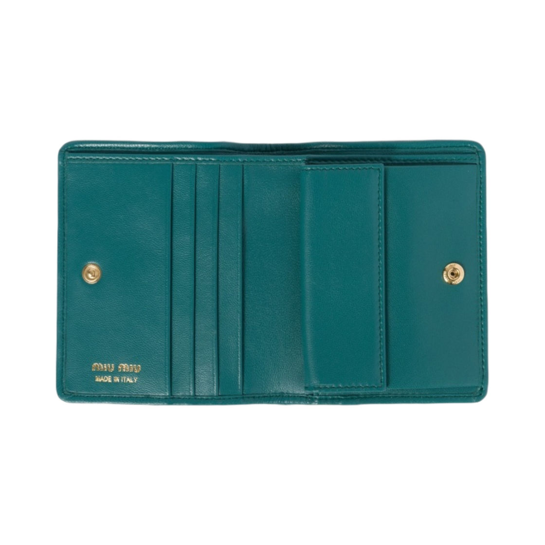 미우 미우 마테라쎄 나파 가죽 반지갑 라군 블루(Miu Miu Matelasse Nappa Leather Wallet Lagoon Blue) - 2