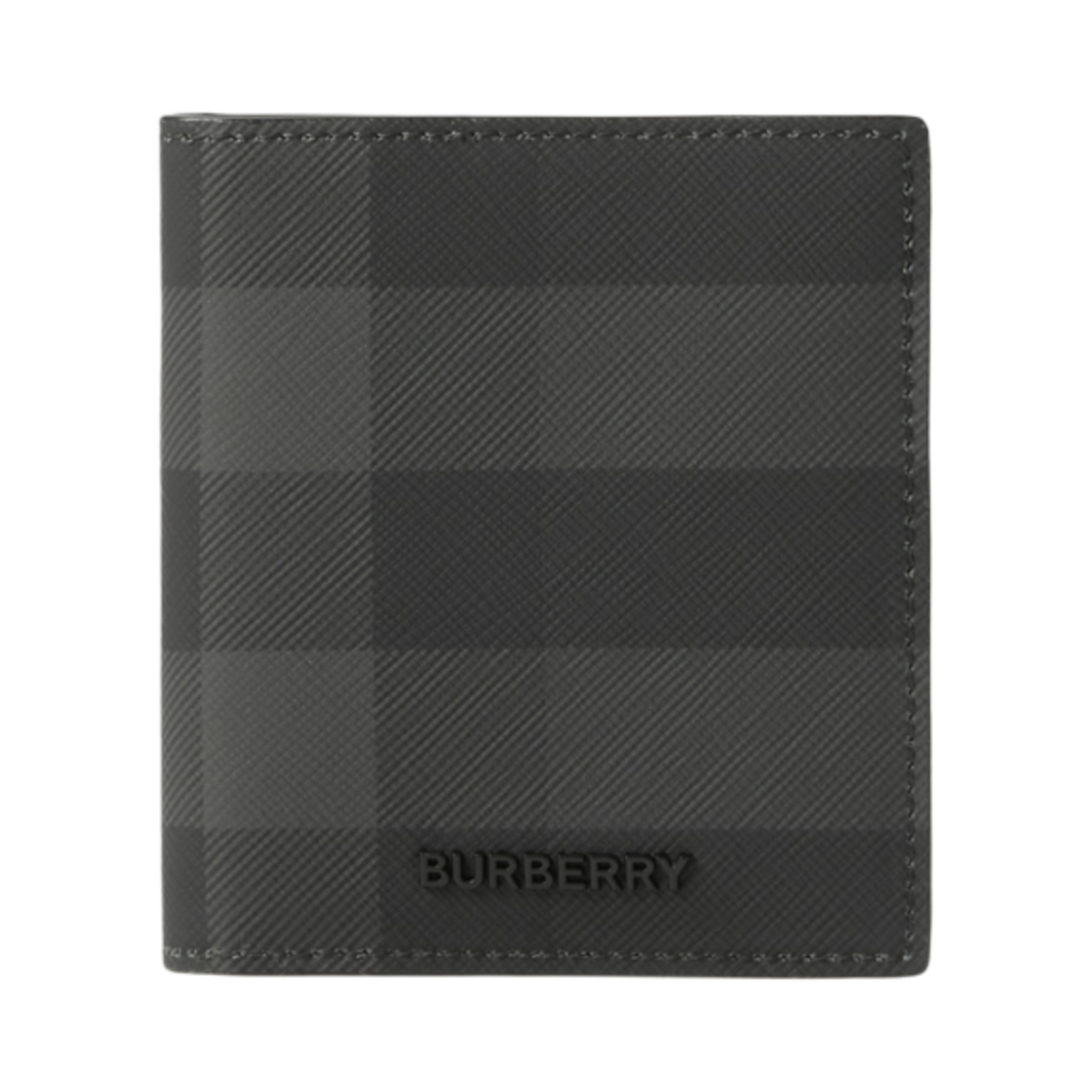 8073276 Burberry Check and Leather Folding Card Case Charcoal
