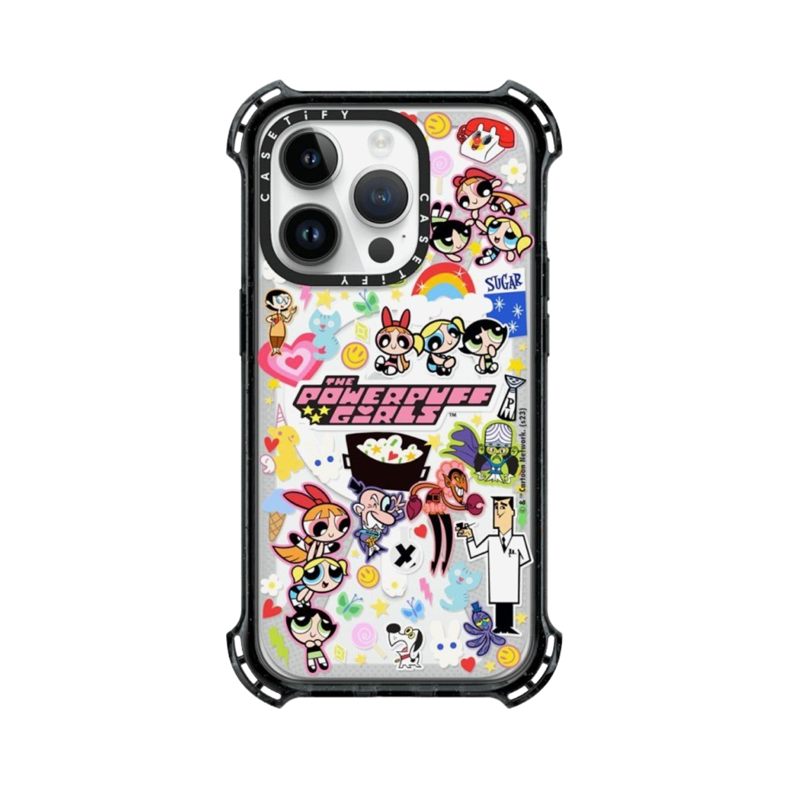 케이스티파이 x 파워퍼프걸 아이폰 스티커매니아 바운스 케이스 클리어 블랙(Casetify x The Powerpuff Girls iPhone Stickermania Bounce Case Clear Black) - 1