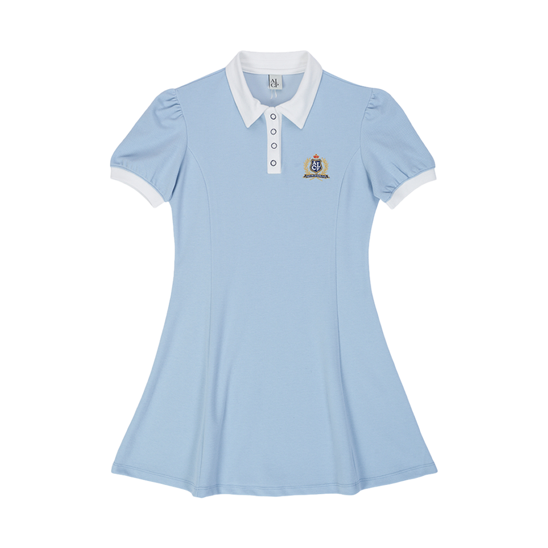 올인컴플리트 퍼프 플레어 피케 원피스 스카이블루(Allincomplete Puff Flared PK One-Piece Sky Blue)