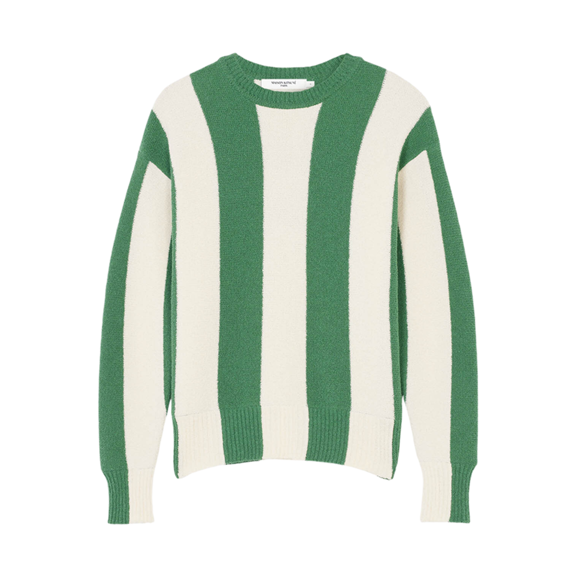 (W) 메종 키츠네 풀사이드 스트라이프 컴포트 점퍼 트로피컬 그린 스트라이프((W) Maison Kitsune Poolside Stripes Comfort Jumper Tropical Green Stripes) - 1