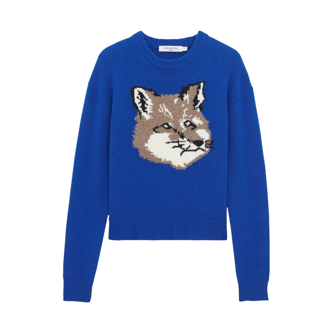 (W) 메종 키츠네 빅 폭스 헤드 풀오버 니트 로얄 블루((W) Maison Kitsune Big Fox Head Pullover Knit Royal Blue)