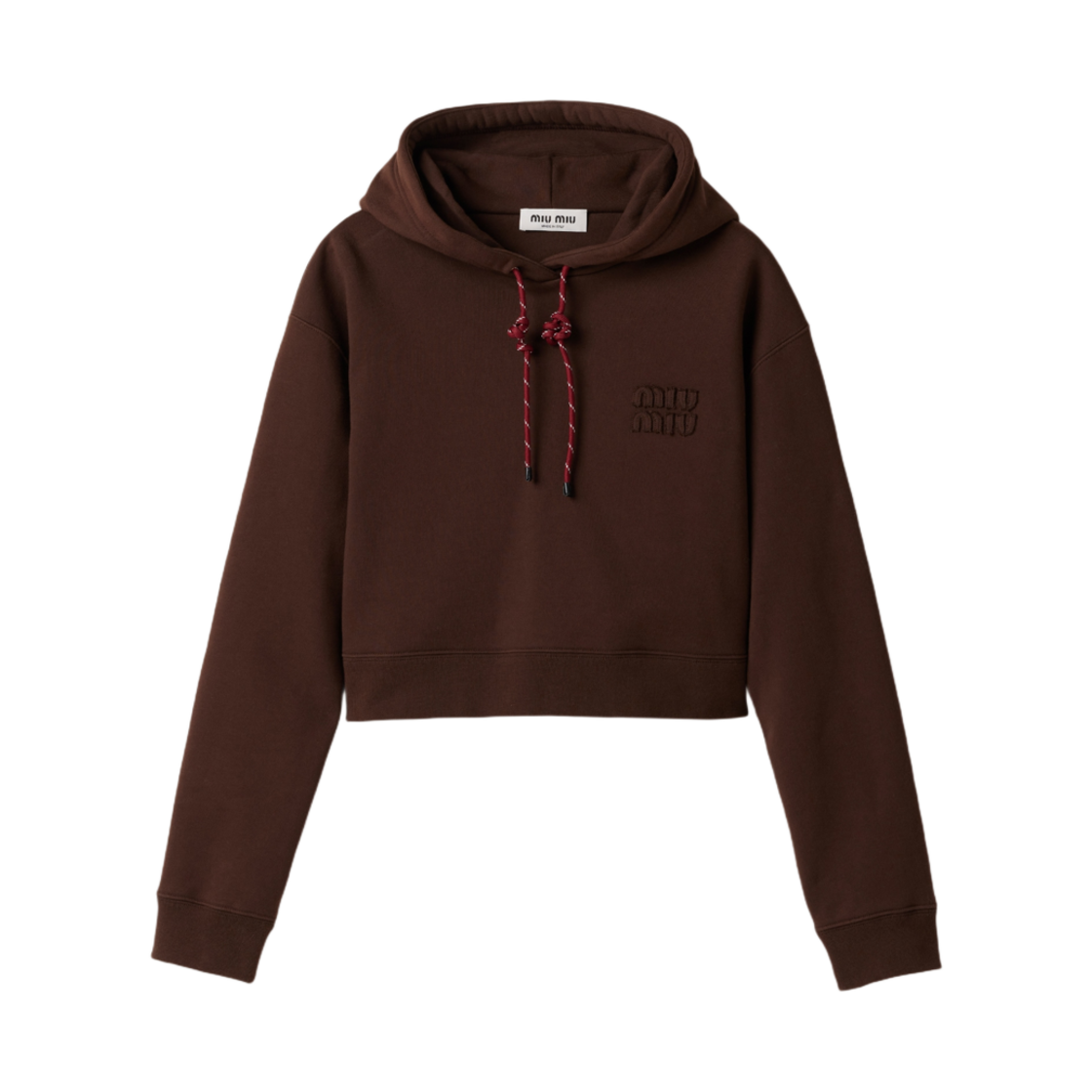 MJL025-15AV-F0324 (W) Miu Miu Cotton Fleece Hoodie Cocoa Brown
