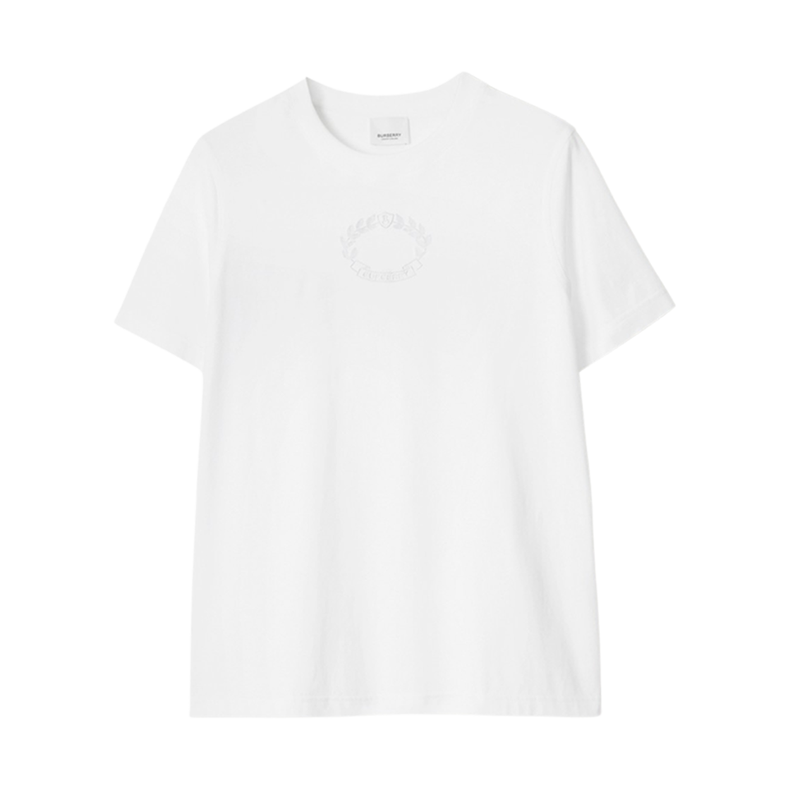 (W) 버버리 자수 오크 리프 크레스트 코튼 티셔츠 화이트