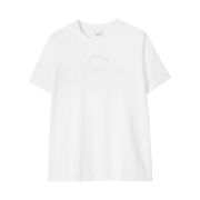 (W) Burberry Embroidered Oak Leaf Crest Cotton T-Shirt White