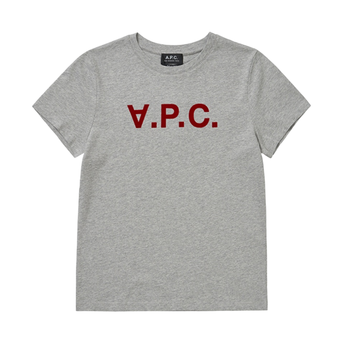 COEZB-F26944-TPH (W) A.P.C. VPC Velvet T-Shirt Light Heather Grey Red