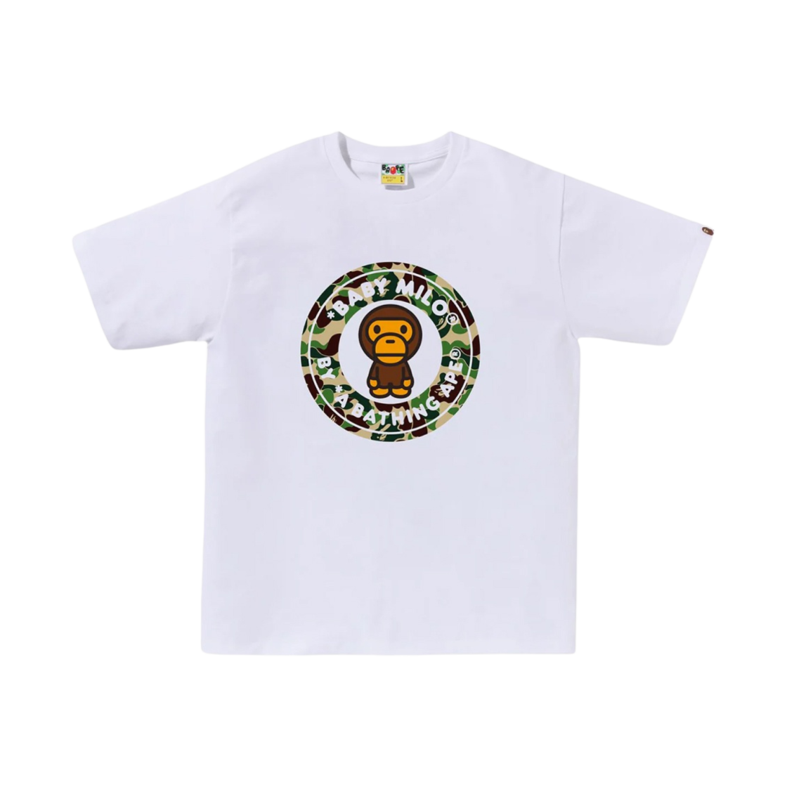 베이프 ABC 카모 마일로 비지 웍스 티셔츠 화이트 그린(BAPE ABC Camo Milo Busy Works T-Shirt White Green)