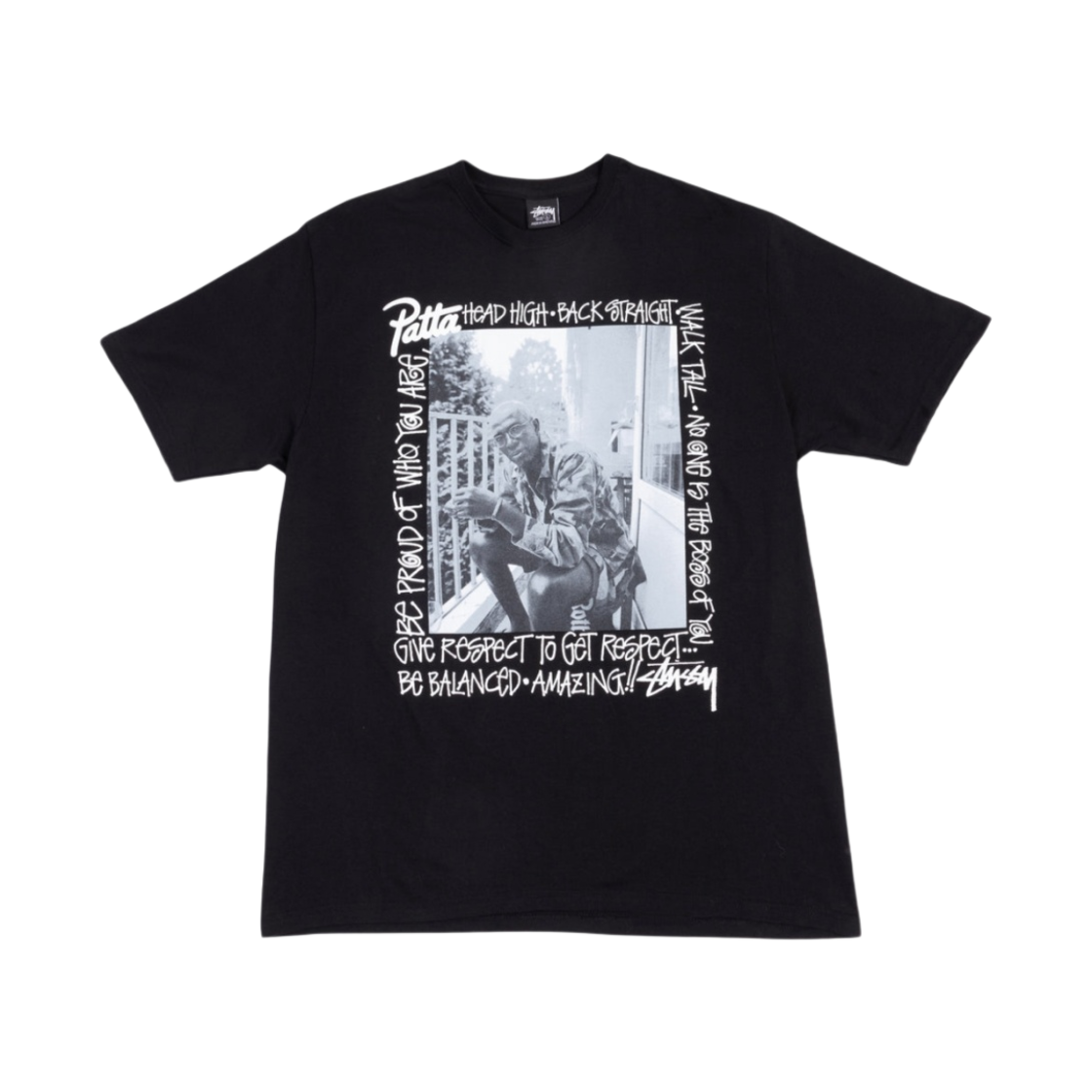 스투시 x 파타 리스펙트 티셔츠 블랙(Stussy x Patta Respect T-Shirt Black)