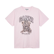 (W) Ganni Leopard Print T-Shirt Pink