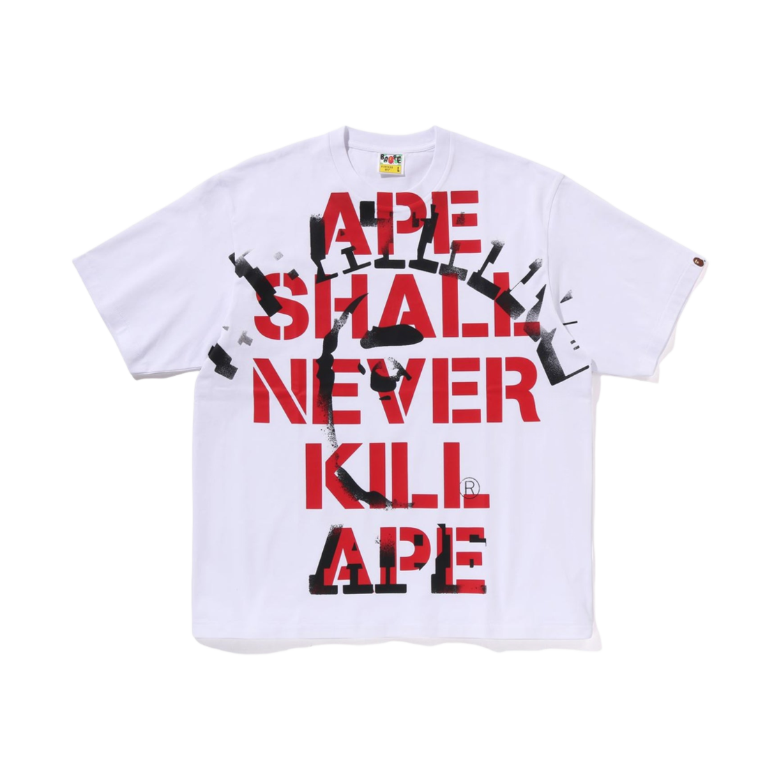 베이프 스프레이 프린트 컬리지 릴렉스드 핏 티셔츠 화이트(BAPE Spray Print College Relaxed Fit T-Shirt White) - 1