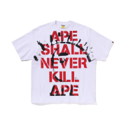 BAPE Spray Print College Relaxed Fit T-Shirt White