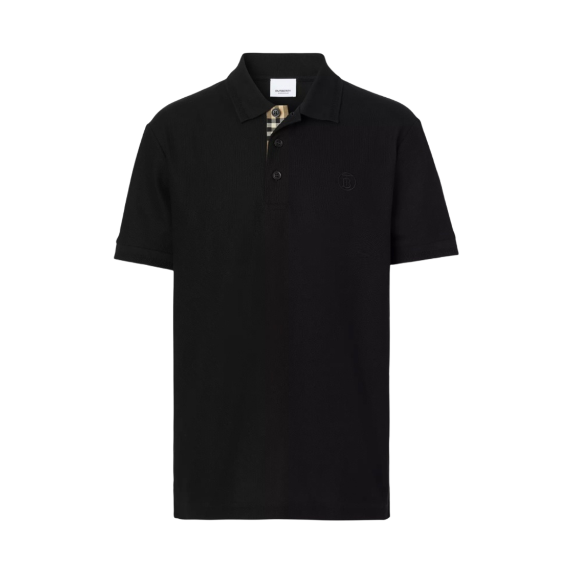 8055228 Burberry Monogram Motif Cotton Pique Polo Shirt Black
