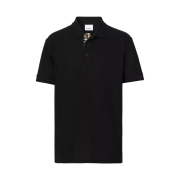 Burberry Monogram Motif Cotton Pique Polo Shirt Black