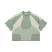 AJOBYAJO Paneled Two-Tone Polo Shirt Mint
