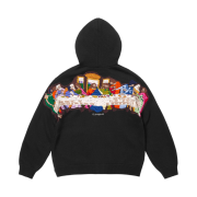 Supreme Last Supper Embroidered Zip Up Hooded Sweater Black - 25SS