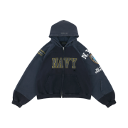 Project G/R Reconstructed Folded Zip Hoodie Navy