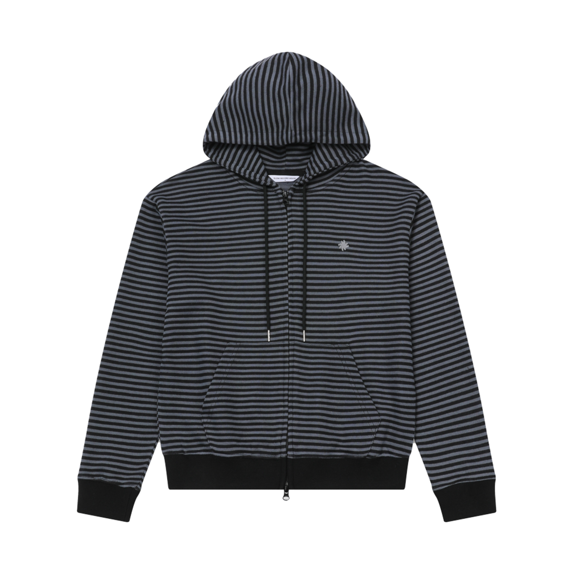 SR25SSHZ02BK SLOW RECORD HOUSE Stripe Knit Hood Zip-Up Black