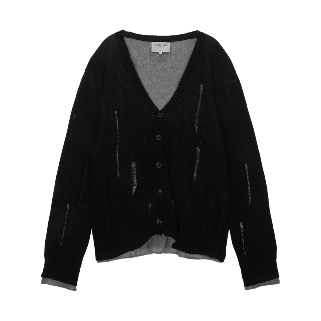 (W) 마뗑킴 레이어드 데미지 가디건 블랙((W) Matin Kim Layered Damage Cardigan Black)