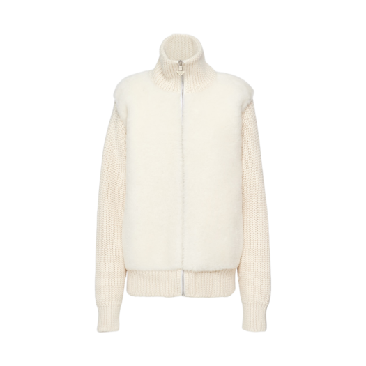 (W) Prada Alpaca Cardigan White