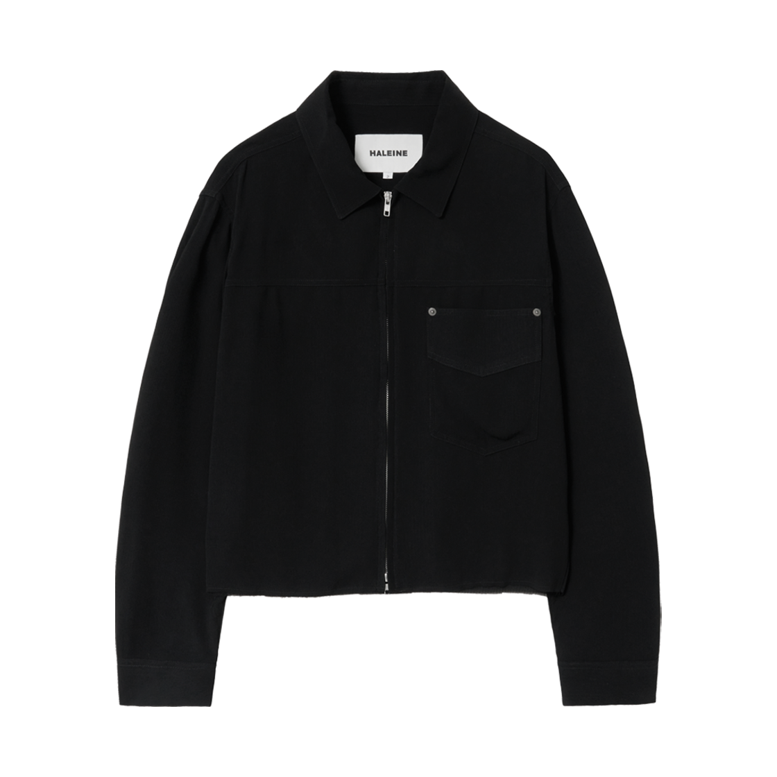 알렌느 쉬어 집업 크롭 셔츠 블랙