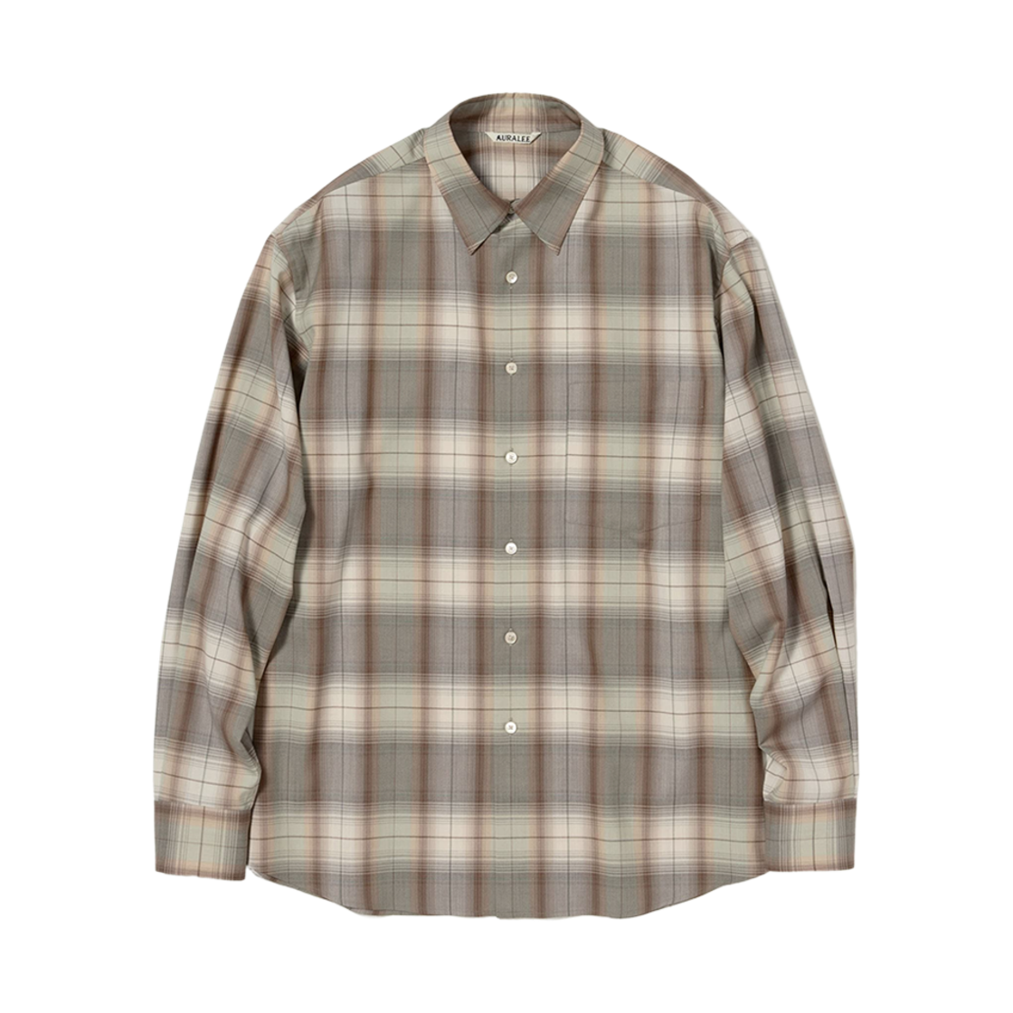 오라리 슈퍼 라이트 울 체크 셔츠 그레이 브라운(Auralee Super Light Wool Check Shirt Gray Brown)