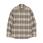 Auralee Super Light Wool Check Shirt Gray Brown