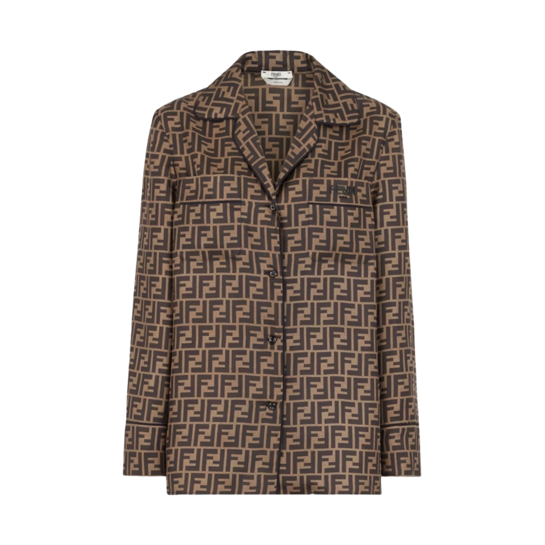 (W) 펜디 FF 모티프 트윌 셔츠 브라운((W) Fendi FF Motif Twill Shirt Brown) - 1