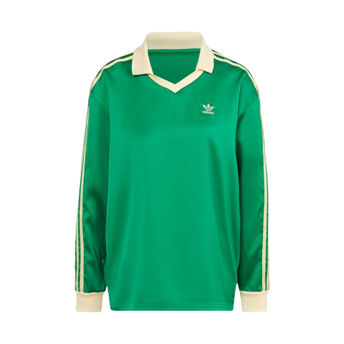 (W) 아디다스 삼선 사틴 롱슬리브 티셔츠 그린 - KR 사이즈