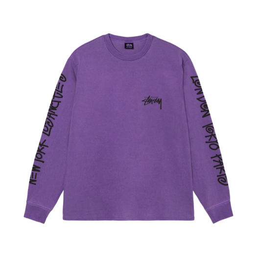 Stussy Big Cities LS T-Shirt Pigment Dyed Purple