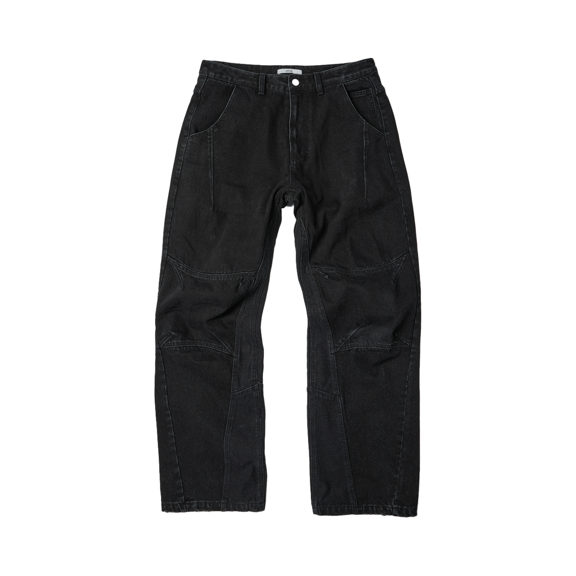 ET2501PT02BK ETCE Curved Panel Denim Pants Black