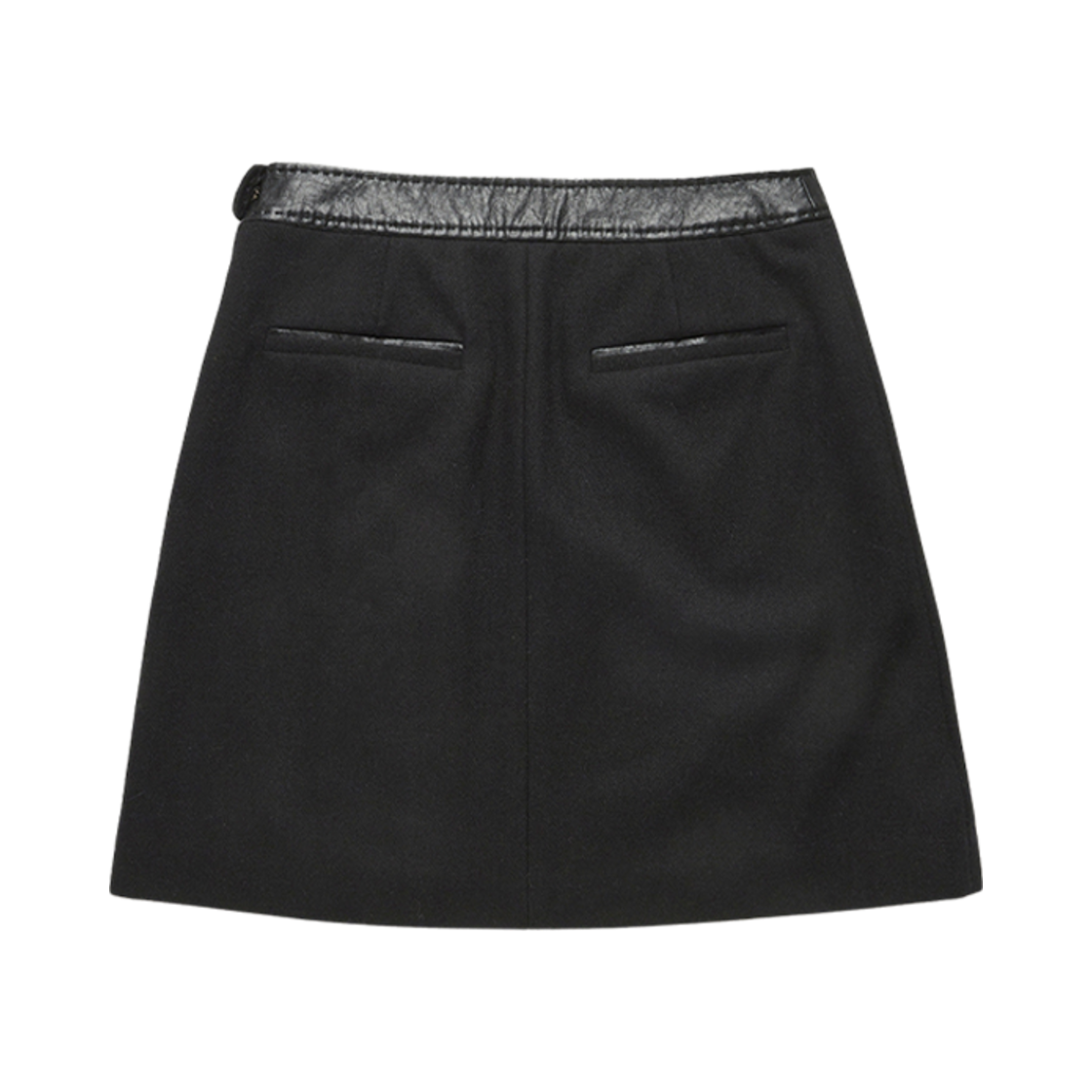 (W) 던스트 레더 포인트 A 라인 미니 스커트 블랙((W) Dunst Leather Point A-Line Mini Skirt Black) - 2