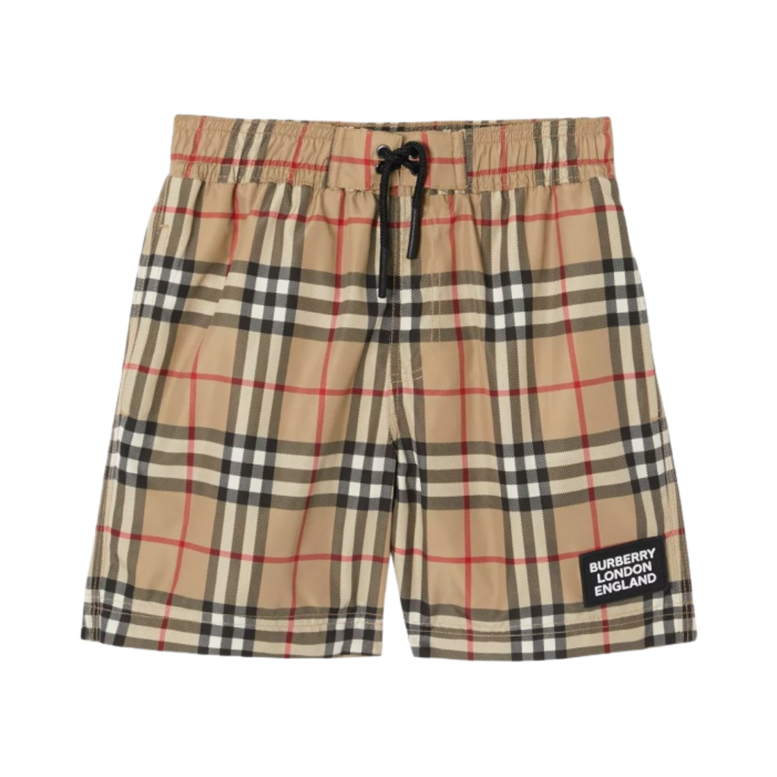 (키즈) 버버리 로고 아플리케 빈티지 체크 스윔 쇼츠 아카이브 베이지((Kids) Burberry Logo Applique Vintage Check Swim Shorts Archive Beige) - 1