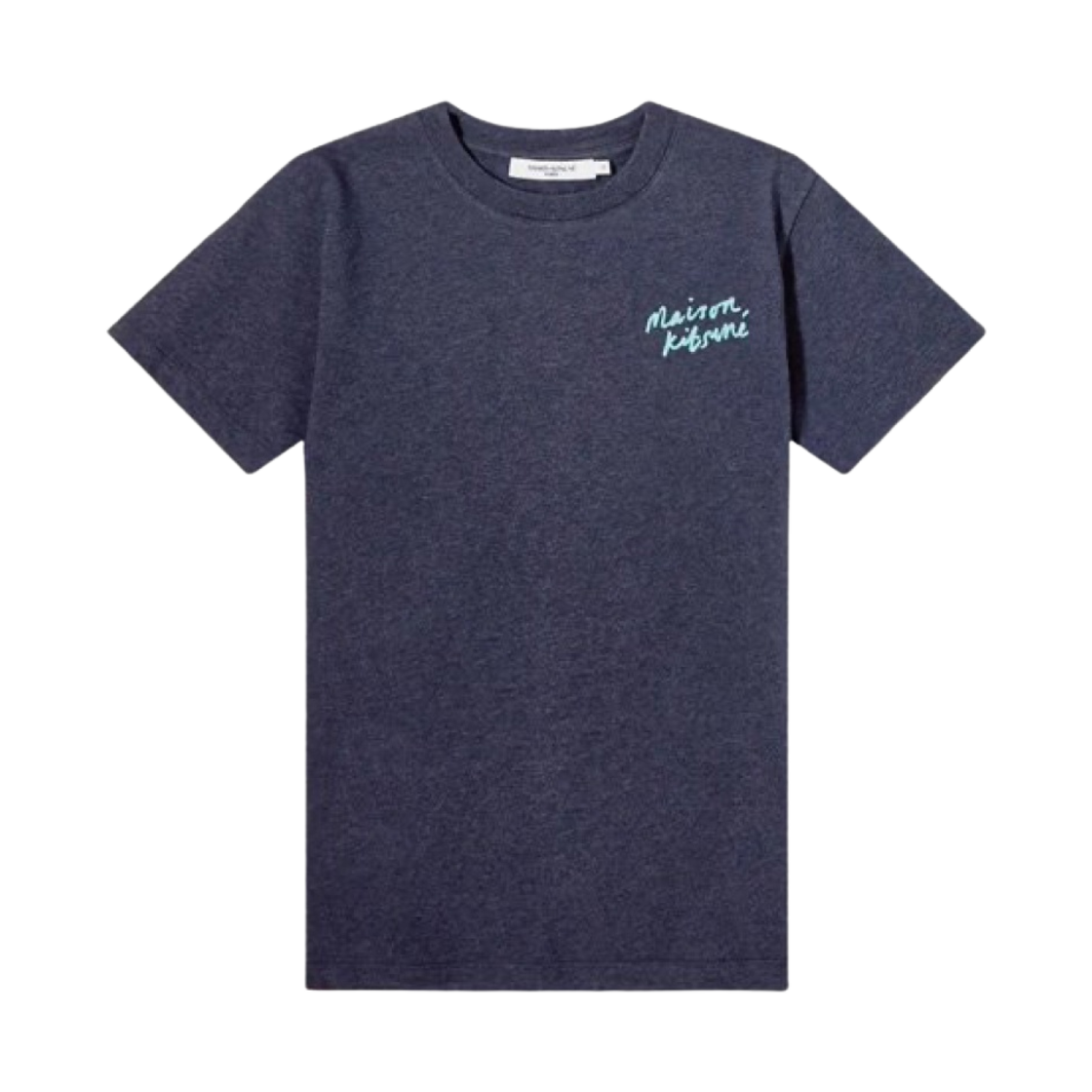 (W) 메종 키츠네 미니 핸드라이팅 클래식 티셔츠 네이비 멜란지((W) Maison Kitsune Mini Handwriting Classic T-Shirt Navy Melange) - 1