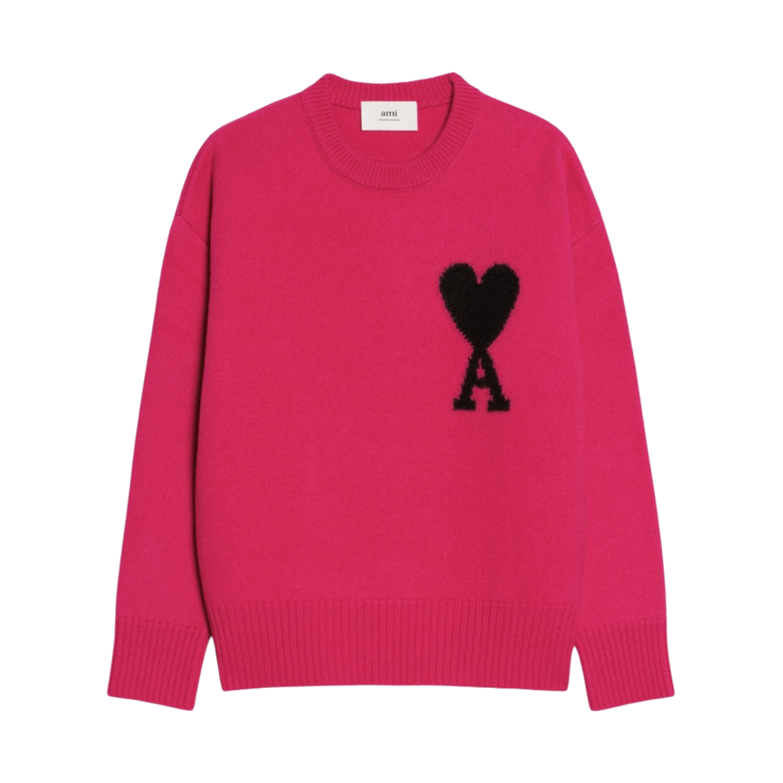 아미 빅 하트 로고 오버사이즈 인타르시아 스웨터 푸시아 블랙(AMI de Coeur Oversize Intarsia Sweater Fuchsia Black) - 1