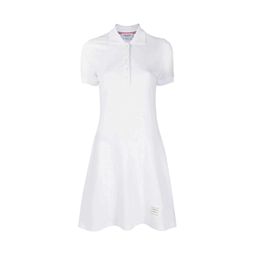 (W) Thom Browne Pique Rib Gusset Tennis Dress White