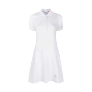 (W) Thom Browne Pique Rib Gusset Tennis Dress White