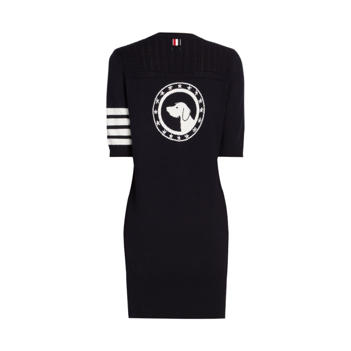 (W) 톰브라운 헥터 메달리온 사선 숏슬리브 미니 드레스 네이비((W) Thom Browne Hector Medallion 4-Bar Short Sleeve Mini Dress Navy) - 2