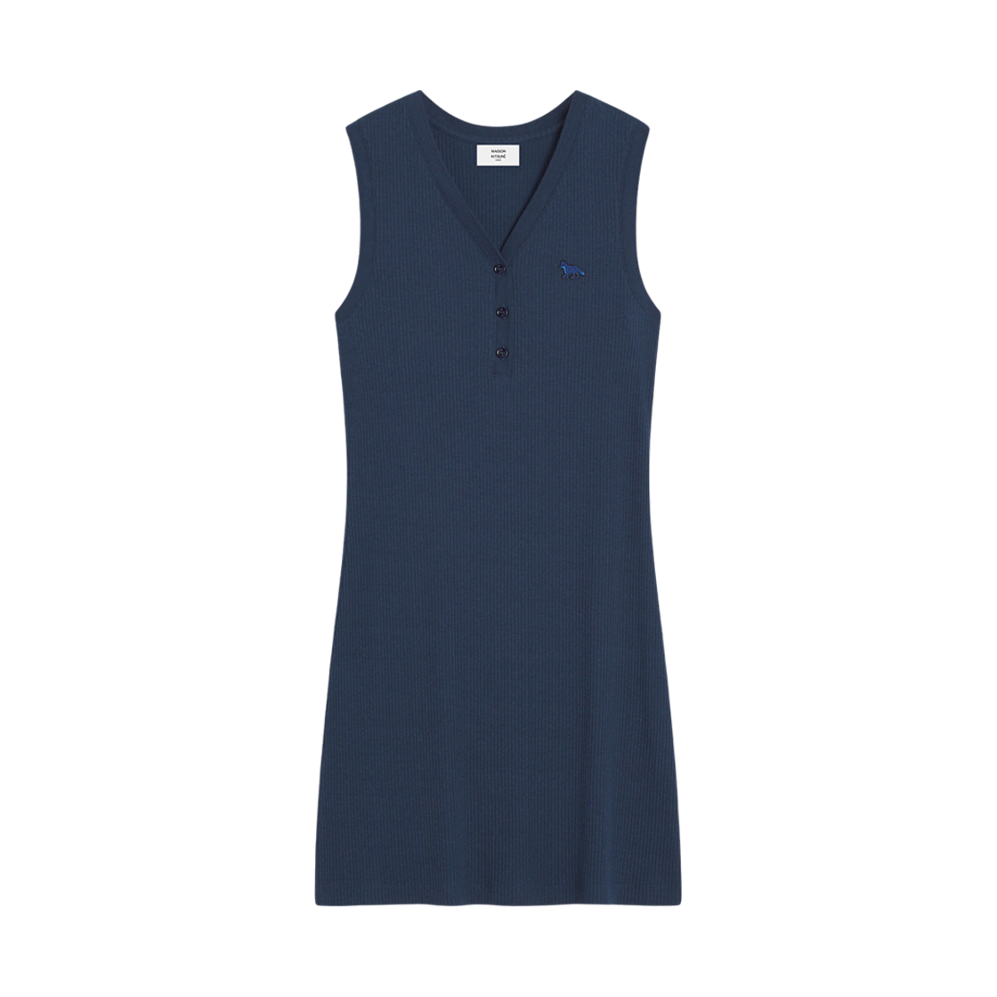 OW01618KJ0134-P476 (W) Maison Kitsune Baby Fox Patch Ribbed Dress Ink Blue