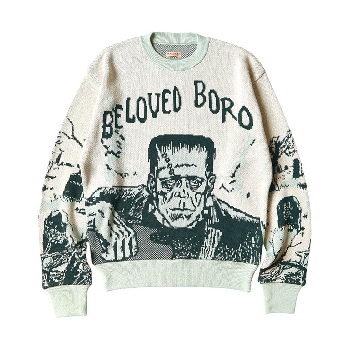 K2409KN803 Kapital 8G Jacquard Knit Vintage Crew Sweater Beloved Mr Mint