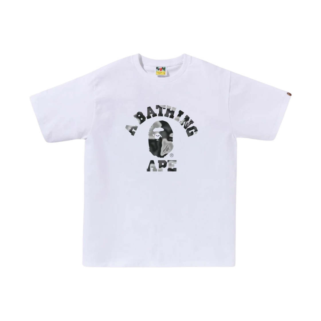 0ZXTEM110028M BAPE Liquid Camo College T-Shirt White Black