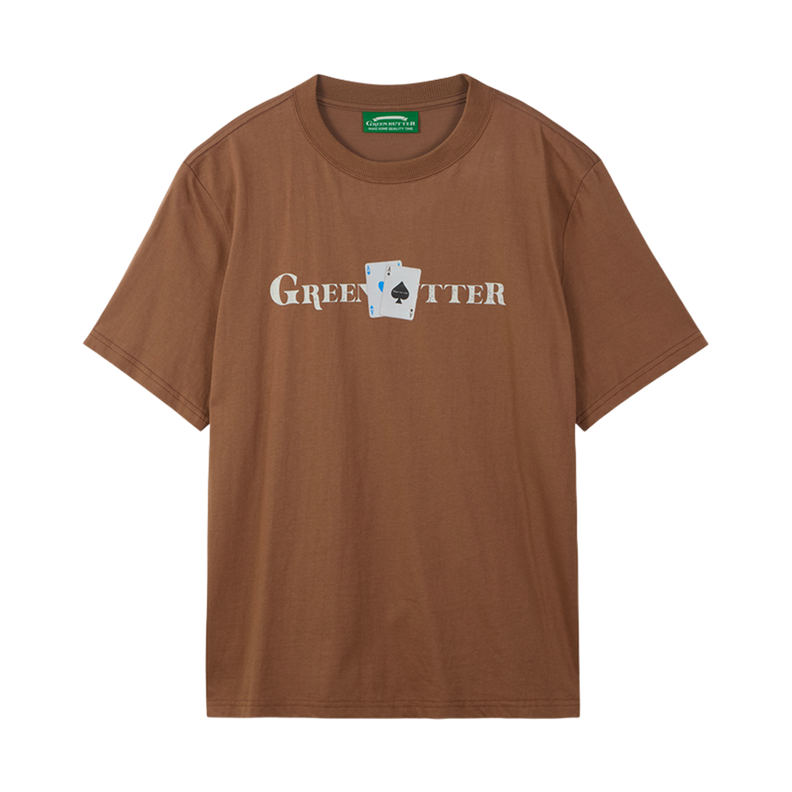 그린버터 오버사이즈드 플레잉 카드 티 브라운