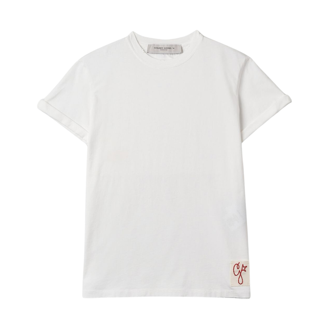 (W) 골든구스 로고 패치 티셔츠 화이트((W) Golden Goose Logo Patch T-Shirt White)