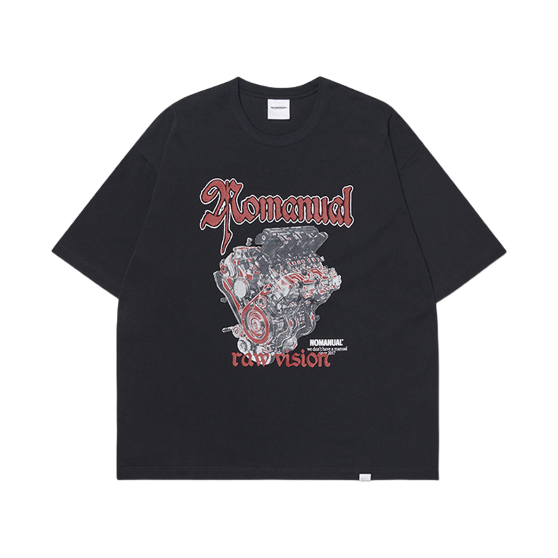 노매뉴얼 NM 엔진 티셔츠 블랙(NOMANUAL NM Engine T-Shirt Black)