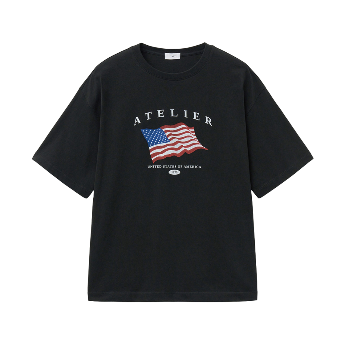 TNTS5E211BK TNGT Over-fit American flag Graphic T-Shirts Black