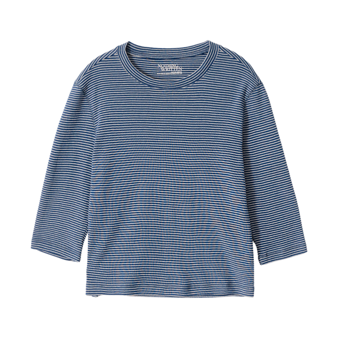 (W) 낫띵 리튼 스트라이프 코튼 티셔츠 블루((W) Nothing Written Striped Cotton T-Shirt Blue)