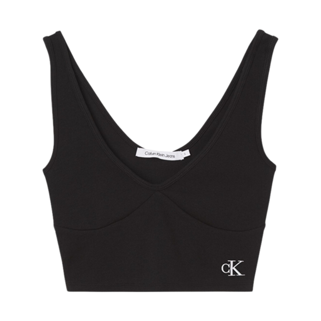 J20J218334BEH (W) Calvin Klein Slim Cropped Ribbed Tank Top Black