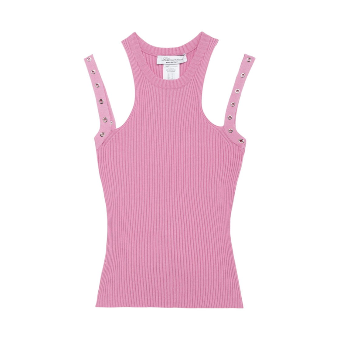 (W) 블루마린 숄더 패드 니트 탑 핑크((W) Blumarine Shoulder Pads Knitted Top Pink)