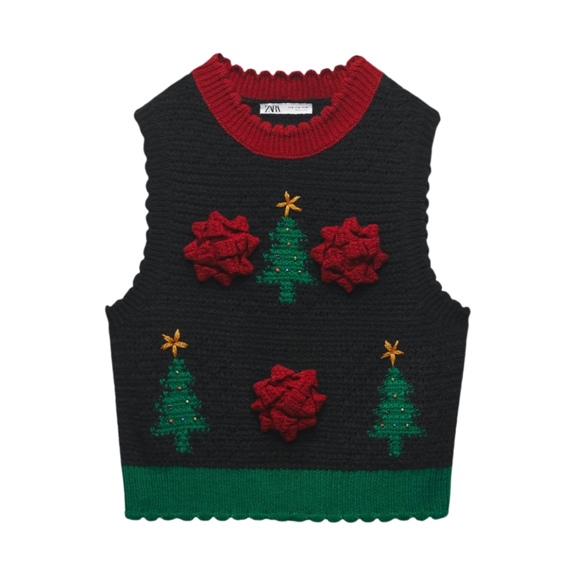 자라 니트 크리스마스 베스트 블랙