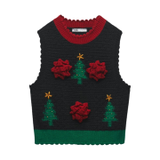 Zara Knit Christmas Vest Black